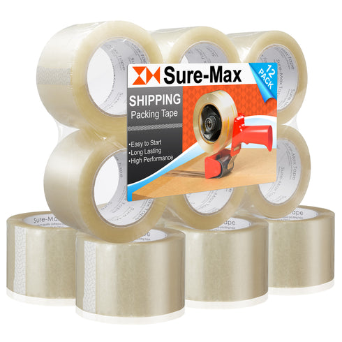 12-Rolls -Wide Packing Tape (3 x 110 yard/330-ft each) - Clear